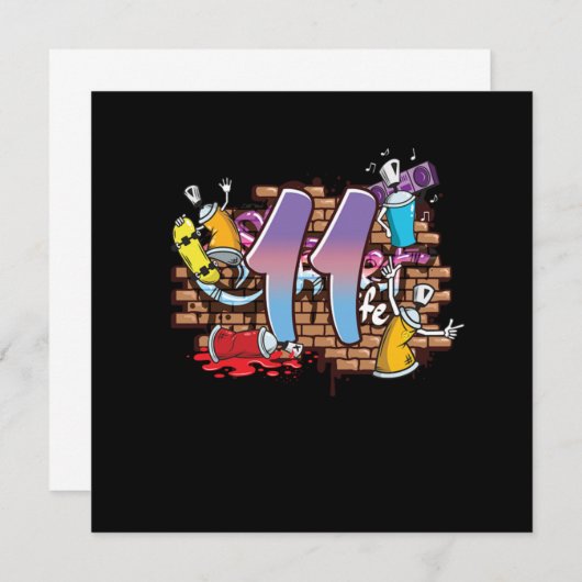 11のグラフィティスプレー塗料アート作品 招待状 (正面/裏面)