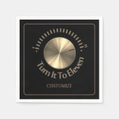 11の黒と金ゴールドにする スタンダードカクテルナプキン (正面)