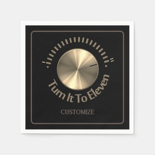 11の黒と金ゴールドにする スタンダードカクテルナプキン (正面)