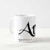 11のozの"芸術家"の白いマグ コーヒーマグカップ (正面左)