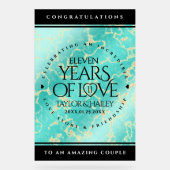 11エレガントターコイズ結婚記念日 アクリルサイン (正面)