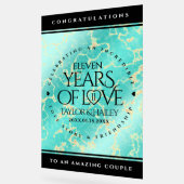 11エレガントターコイズ結婚記念日 アクリルサイン (傾斜)