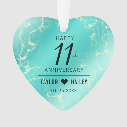 11エレガントターコイズ結婚記念日 オーナメント (正面)