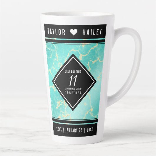 11エレガントターコイズ結婚記念日 カフェラテマグ (右)