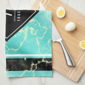11エレガントターコイズ結婚記念日 キッチンタオル (四つ折り)