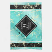 11エレガントターコイズ結婚記念日 キッチンタオル (縦)