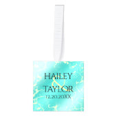 11エレガントターコイズ結婚記念日 キューブオーナメント (正面)