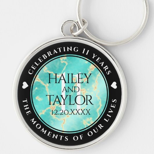 11エレガントターコイズ結婚記念日 キーホルダー (正面)