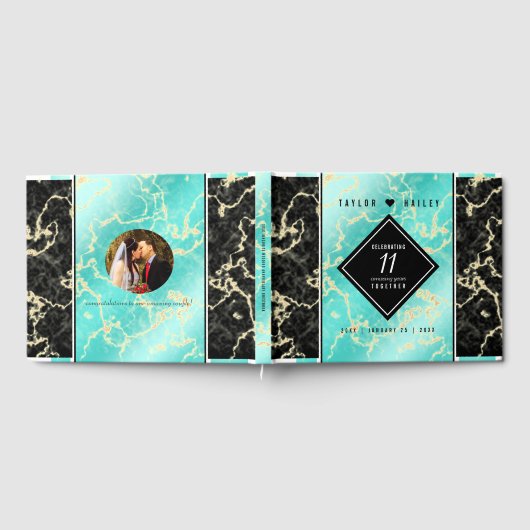 11エレガントターコイズ結婚記念日 ゲストブック (全面)