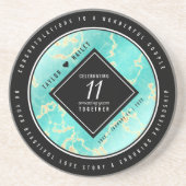11エレガントターコイズ結婚記念日 コースター (正面)