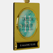 11エレガントターコイズ結婚記念日 ゴールドプレートバナーオーナメント (右)
