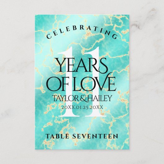 11エレガントターコイズ結婚記念日 サンキューカード (正面)