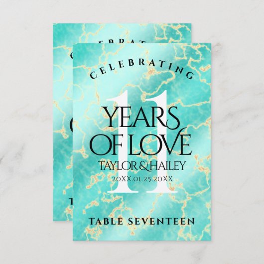 11エレガントターコイズ結婚記念日 サンキューカード (正面/裏面)