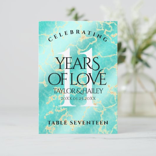 11エレガントターコイズ結婚記念日 サンキューカード (スタンド正面)