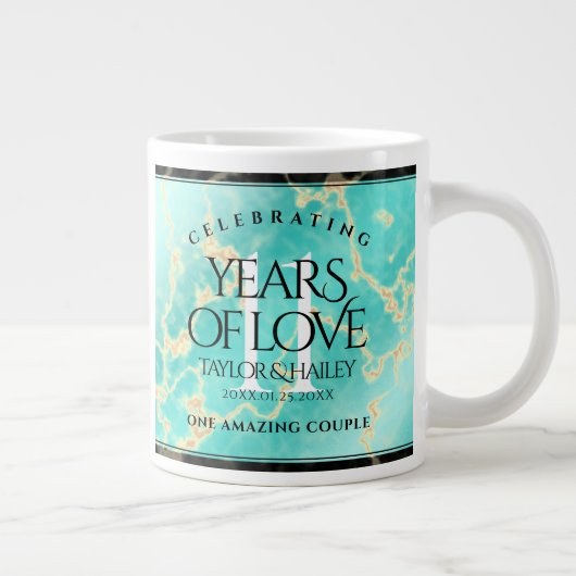11エレガントターコイズ結婚記念日 ジャンボコーヒーマグカップ (右)