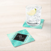 11エレガントターコイズ結婚記念日 スクエアペーパーコースター (インサイチュ)
