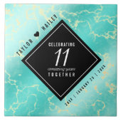 11エレガントターコイズ結婚記念日 タイル (正面)