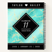 11エレガントターコイズ結婚記念日 ノートブック (裏面)