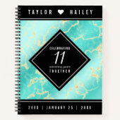 11エレガントターコイズ結婚記念日 ノートブック (正面)