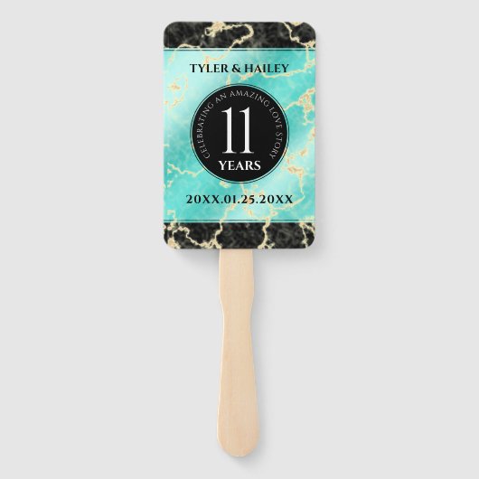 11エレガントターコイズ結婚記念日 ハンドファン (裏面)