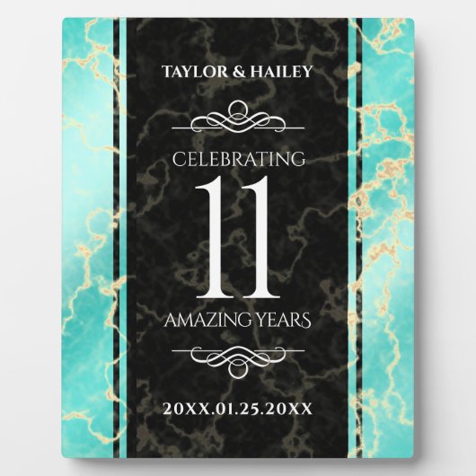 11エレガントターコイズ結婚記念日 フォトプラーク (正面)