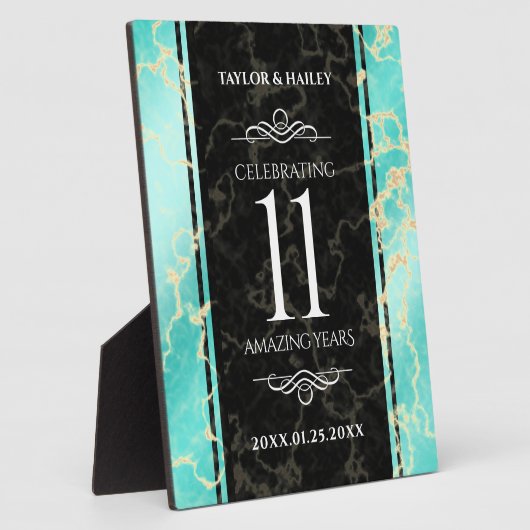 11エレガントターコイズ結婚記念日 フォトプラーク (側面)