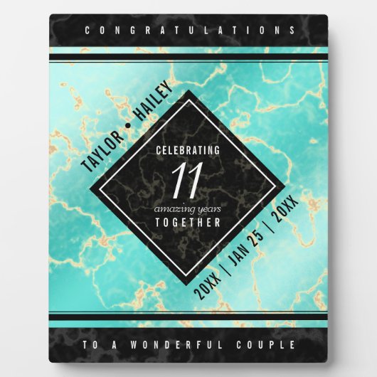 11エレガントターコイズ結婚記念日 フォトプラーク (正面)