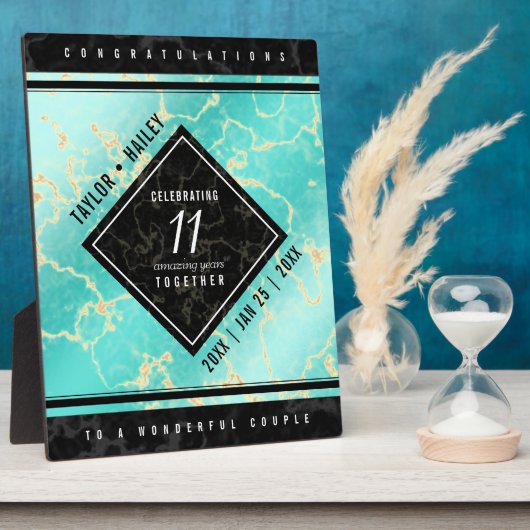 11エレガントターコイズ結婚記念日 フォトプラーク (側面)