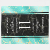 11エレガントターコイズ結婚記念日 フリースブランケット (正面(横))