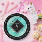 11エレガントターコイズ結婚記念日 ペーパープレート (パーティー)