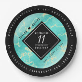11エレガントターコイズ結婚記念日 ペーパープレート (正面)