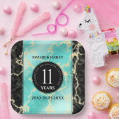 11エレガントターコイズ結婚記念日 ペーパープレート (パーティー)