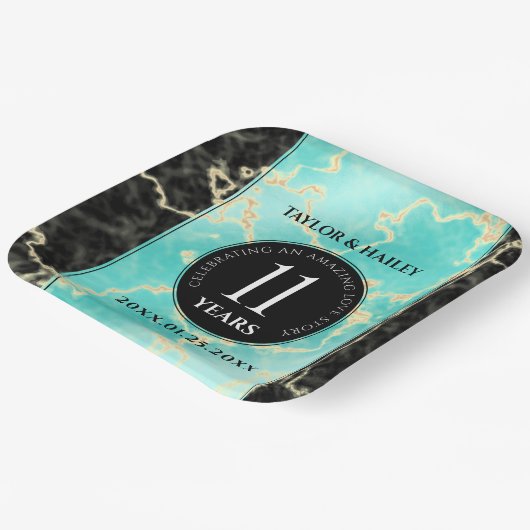 11エレガントターコイズ結婚記念日 ペーパープレート (傾斜あり)