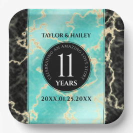 11エレガントターコイズ結婚記念日 ペーパープレート