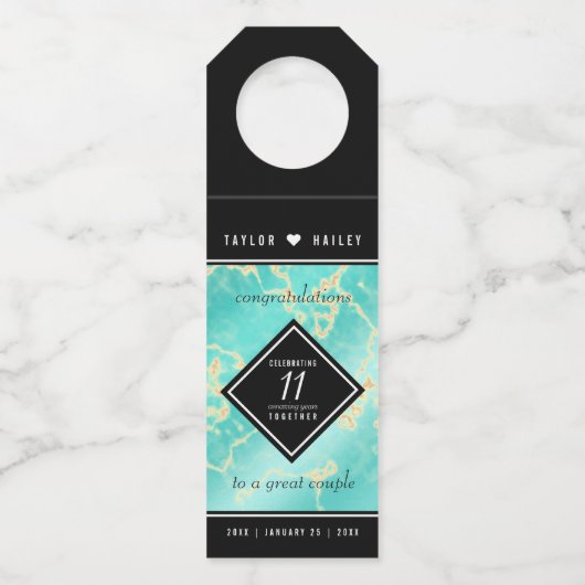 11エレガントターコイズ結婚記念日 ボトルネックタグ (裏面)