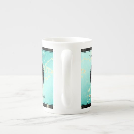 11エレガントターコイズ結婚記念日 ボーンチャイナマグカップ
