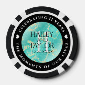 11エレガントターコイズ結婚記念日 ポーカーチップ (裏面)