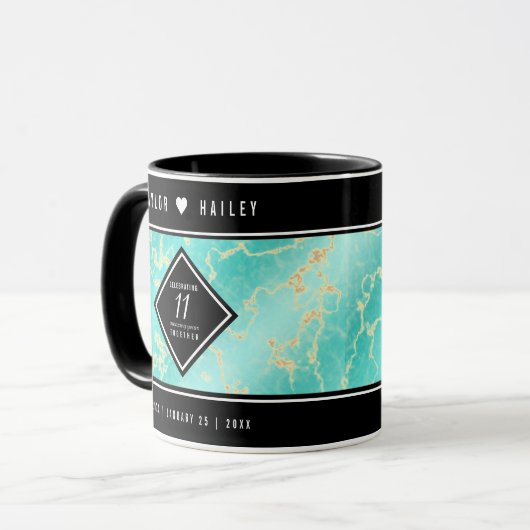 11エレガントターコイズ結婚記念日 マグカップ (正面左)