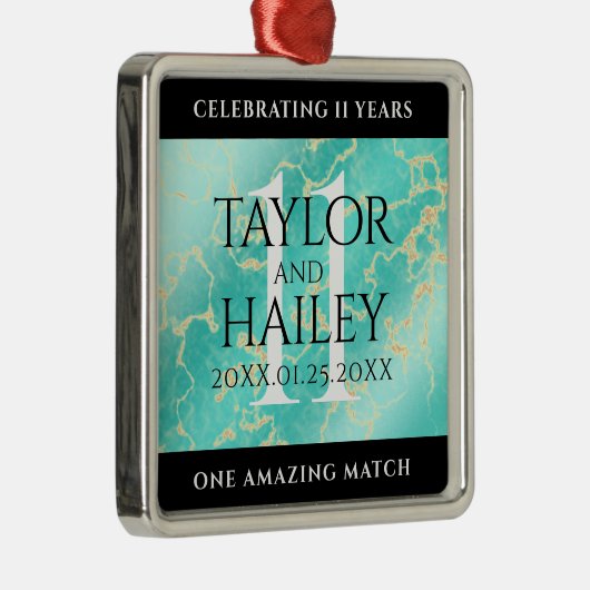 11エレガントターコイズ結婚記念日 メタルオーナメント (右)