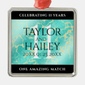 11エレガントターコイズ結婚記念日 メタルオーナメント (正面)