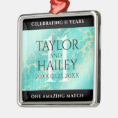 11エレガントターコイズ結婚記念日 メタルオーナメント (左)