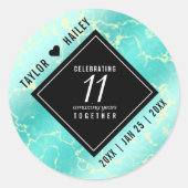 11エレガントターコイズ結婚記念日 ラウンドシール (正面)