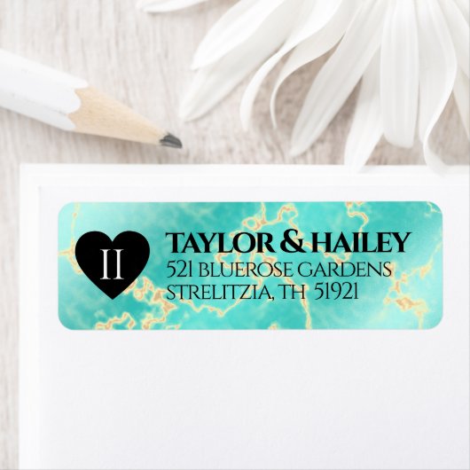 11エレガントターコイズ結婚記念日 ラベル (インサイチュ)