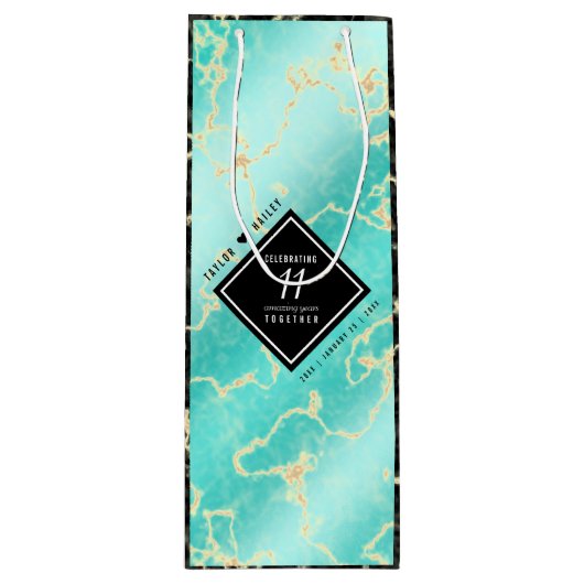 11エレガントターコイズ結婚記念日 ワインギフトバッグ (正面)