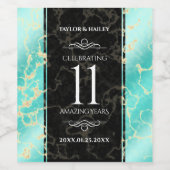 11エレガントターコイズ結婚記念日 ワインラベル (シングルラベル)