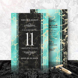 11エレガントターコイズ結婚記念日 招待状