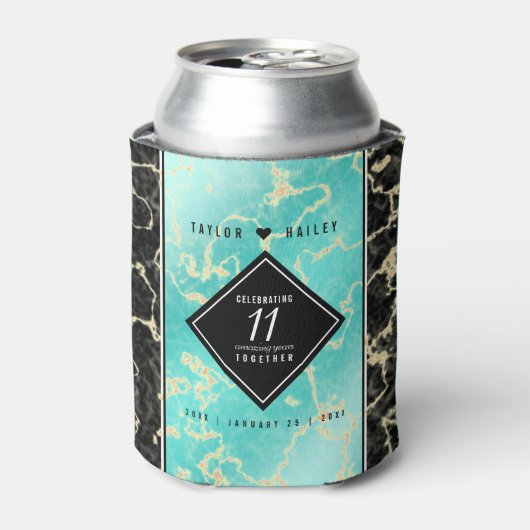 11エレガントターコイズ結婚記念日 缶クーラー (缶正面)