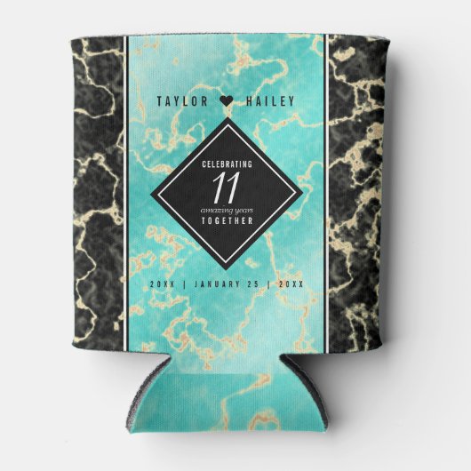 11エレガントターコイズ結婚記念日 缶クーラー (正面)