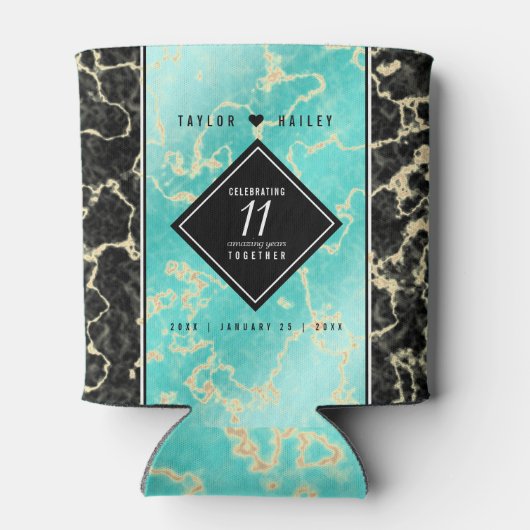 11エレガントターコイズ結婚記念日 缶クーラー (裏面)