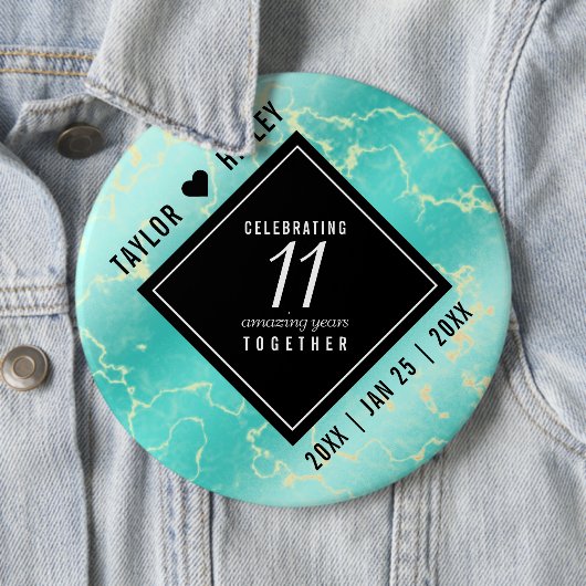 11エレガントターコイズ結婚記念日 缶バッジ (インサイチュ)